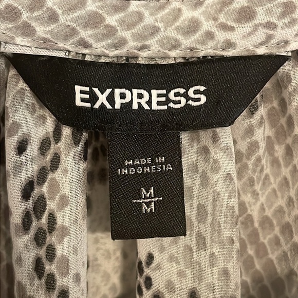 Express Women’s Tunic Medium Grey Snake Animal Print Semi Sheer Mesh Classic - Picture 8 of 13